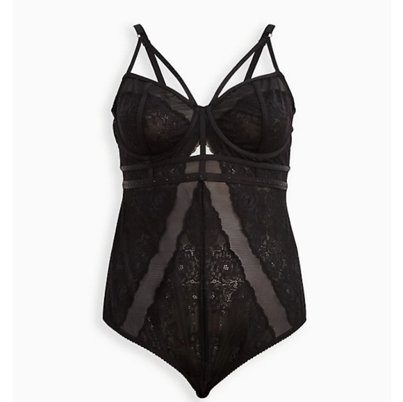 torrid Tops - STRAPPY UNDERWIRE BODYSUIT - LACE & MESH RHINESTONES SIZE 2